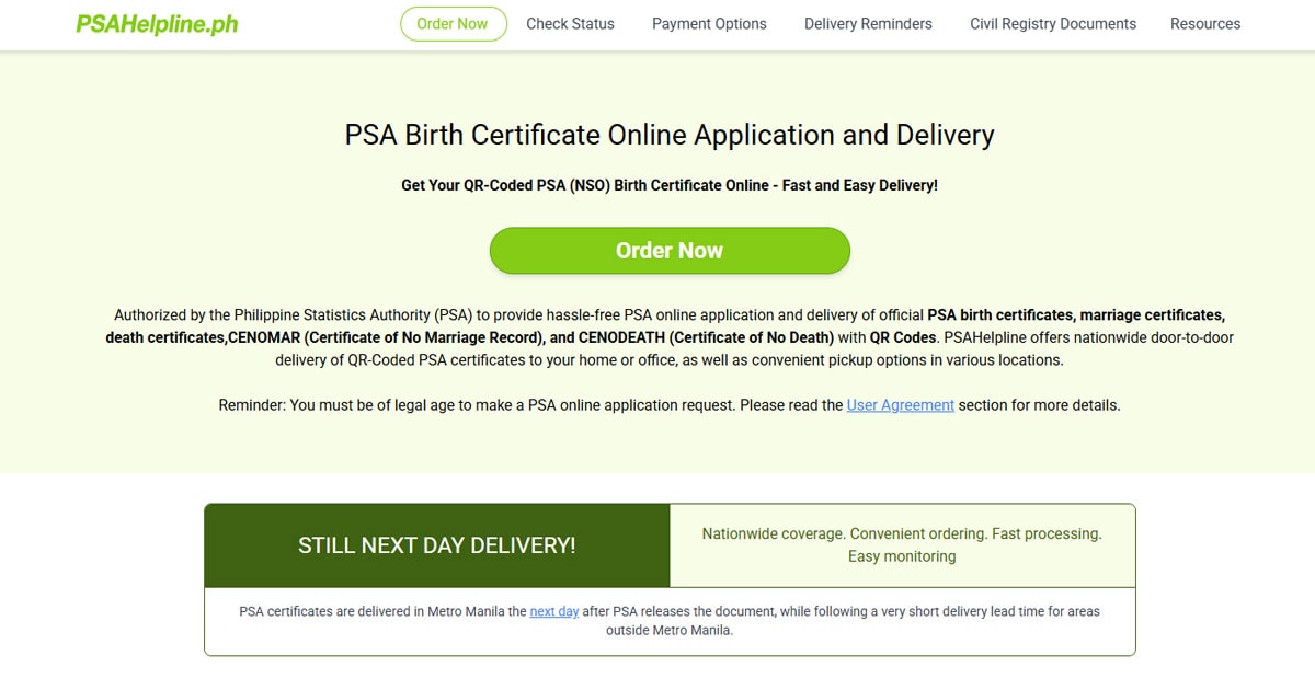 PSA online: Authorized channel for civil document requests and services